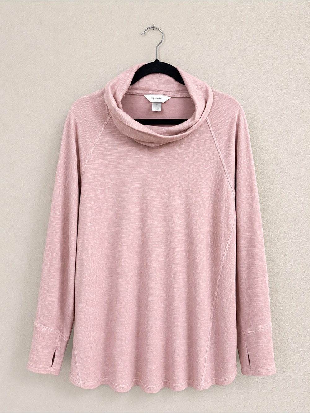 CJ Banks Dusty Rose Cowl Neck Sweater